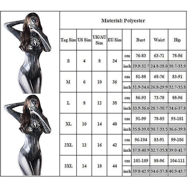 Spiderman Cosplay Bodysuit til kvinder - Halloween Kostume Jumpsuit Romper XL
