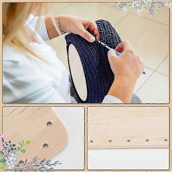 12 stk Kurvbunn for Rattan 12 Stiler Rund/Oval/Rektangel/Firkantet Trekurvbase Kurvrotting Flettet Brett med 3mm Forhåndsboret Hull for D