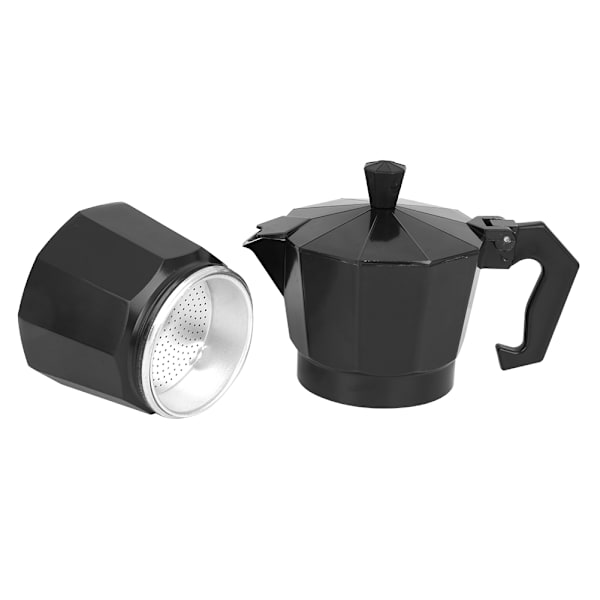 300ML 6-kopper kapacitet aluminium kaffemaskine Moka Pot tilbehør til kontor hjemmebrug Sort