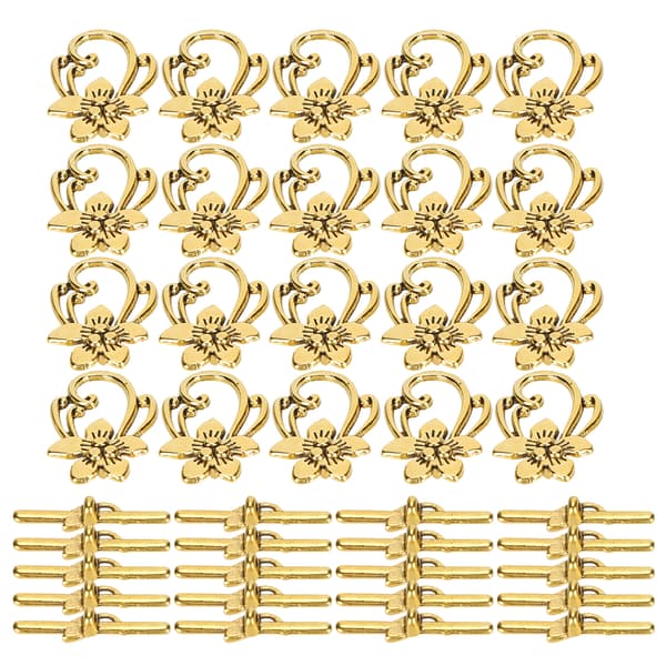 20 sett armbåndslås gull retro legering blomsterform OT spenne smykketilbehør