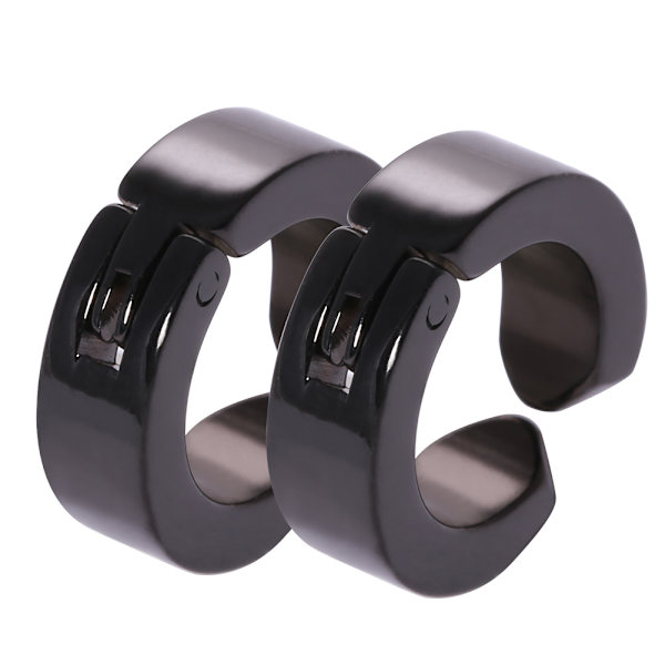 1 par eleganta öronklämmor i rostfritt stål Örhängen Ear Cuff Smycken Present (svart slät yta)
