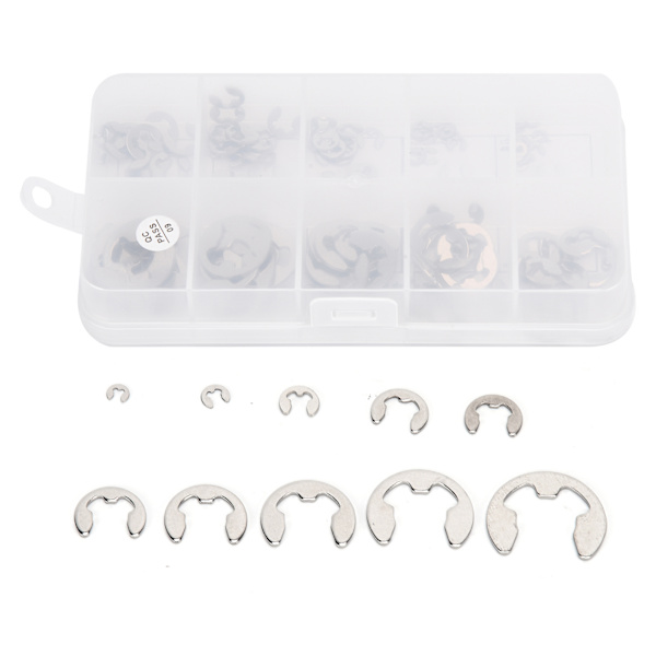 120 st E Clip Bricka i rostfritt stål Extern låsring Låsring sortimentssats 1,5 mm-10 mm