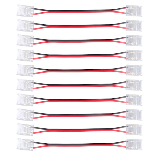 10 stk. COB-strip lysforbindelse 2-polet PC-materiale 10 mm bredde dobbelthoved strip til strip forlængerforbindelse