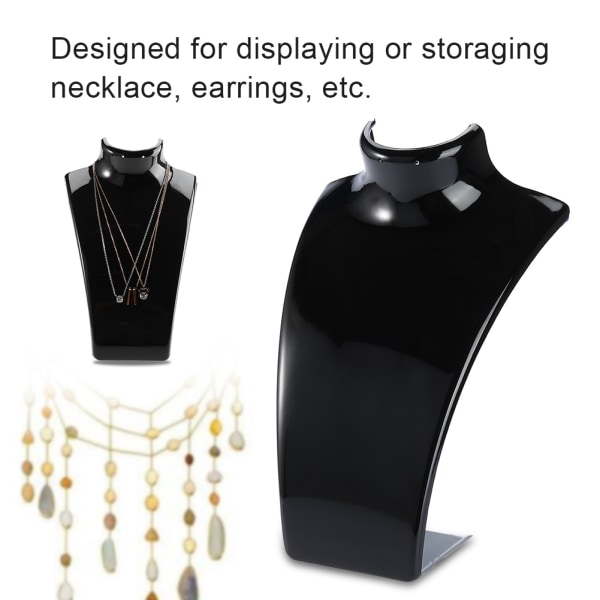 Halskæde Ørering Holder Mannequin Hoved Bust Stand Model Shop Smykker Display Stativ (Sort)