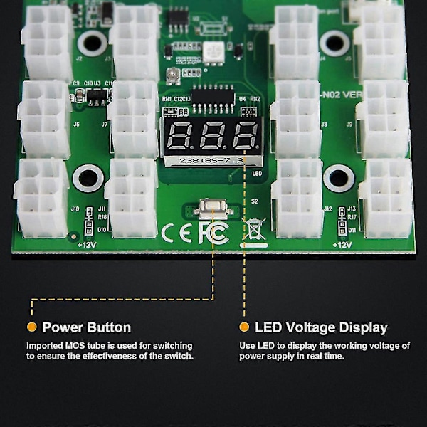 6-nastainen Ethereum Eth Zec Louhinta Virtalähde 12v Gpu/psu Breakout-kortti