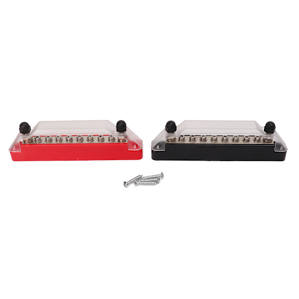 1 par strømfordelingsblokk 10 terminal 48V 150A M6 stud M4 skrue samleskinne for bilbåt 2PCS M6 studs, 8PCS M4 skrue