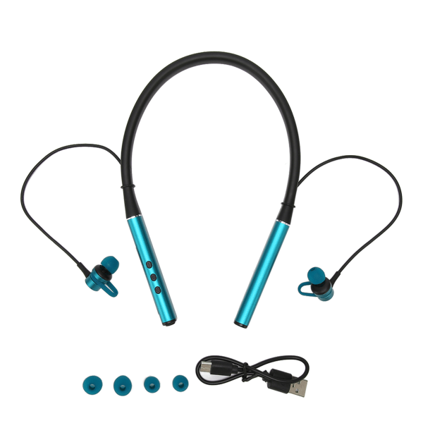 Nackband Bluetooth hörlurar Trådlös HiFi Stereo Bas Magnetisk Nackbandshörlur för utomhussportsträning Svartgrön