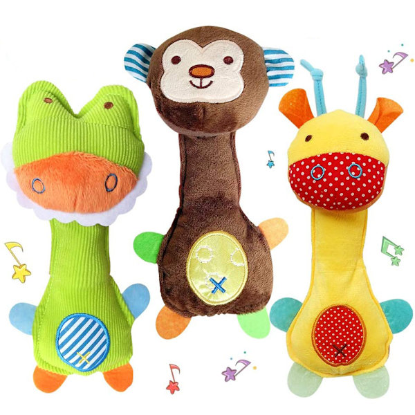 3 stk./sæt Baby Soft Rattles Legetøj Dyr Lyd Rasle Legetøj Spædbarn Tidlig Udvikling Baby Legetøj Nyfødt Spædbarn Gave