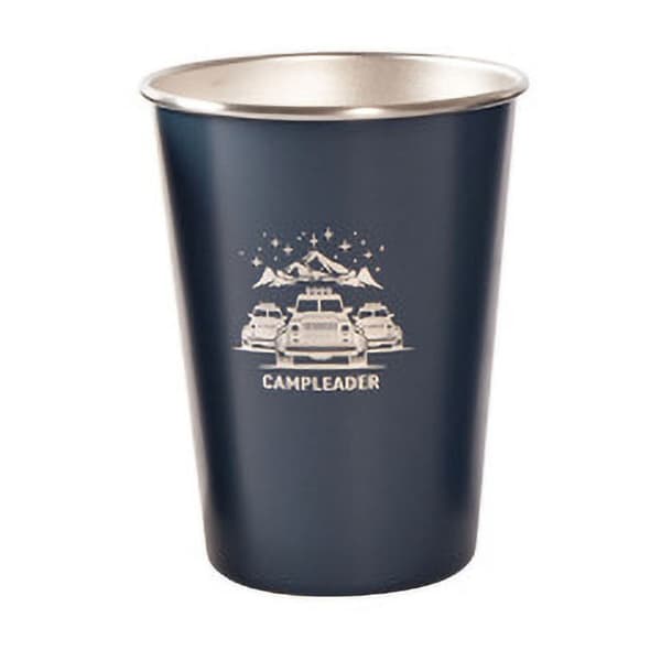 Campingmugg i rostfritt stål, set om 4, utomhuscampingmugg för picknick, grill, öl, kaffe, vin, marinblå