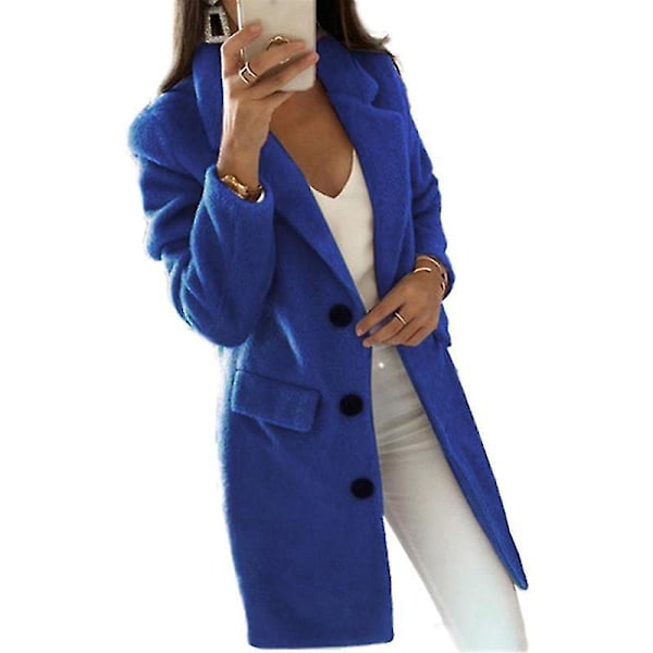 Blå Teddy Bear Fleece Lang Trenchcoat for Kvinner