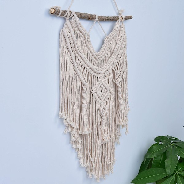 1 st Macramé Väggbonad, Väggdekoration Handvävd Väggtapet Inomhus Utomhus Bröllop Vardagsrum Sovrum Dekor (Beige)