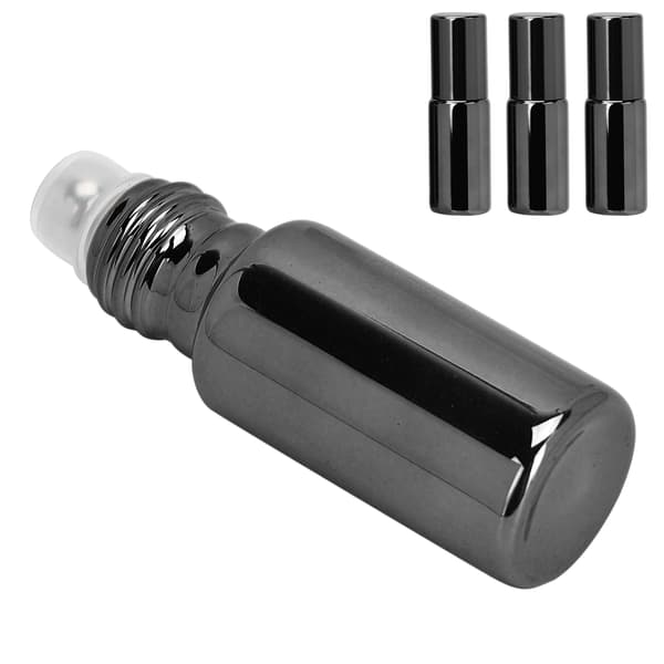 3 stk. professionel glasparfumerulleflaske bærbar æterisk olie roll-on flaskesæt 5 ml sort