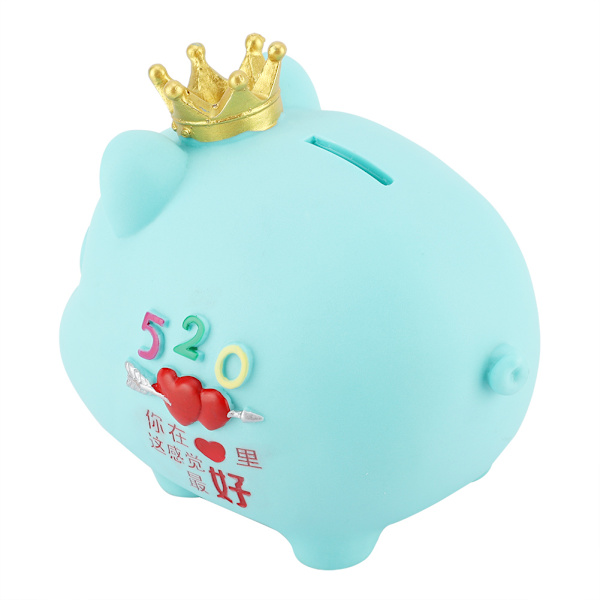 1st Mjuk tecknad Piggy Pengar Sparlåda Myntsparbank Barnpresent (Blå)
