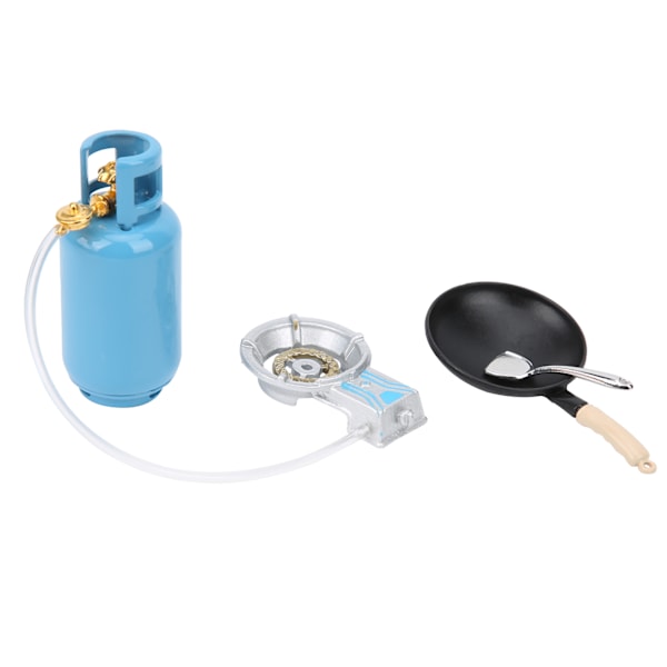 1:12 Miniatyrhus Gas Spis Tank Mini Spatel Kokkärlsmodell Leksak DekorationGas Spis med Gryta och Spatel Set