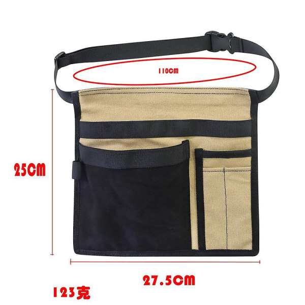 Grå canvas utomhus multi-pocket bältesväska för trädgårdsarbete och verktygsförvaring