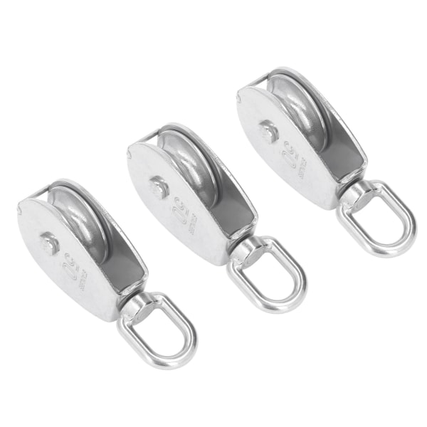 3 st enkel remskiva block set 400 kg lager rostfritt stål remskiva rulle för lyft båtdäck bogsering