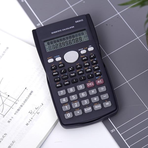 Videnskabelig lommeregner To linjers display Brøkberegning Automatisk nedlukning 12-bit funktionsberegner til studerende Mørkeblå (Nær sort)