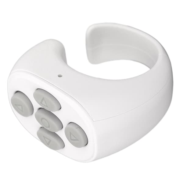 Bluetooth-fjernkontroll multifunksjonell ringdesign trådløs telefon-selfie-utløser for hjemmet, hvit