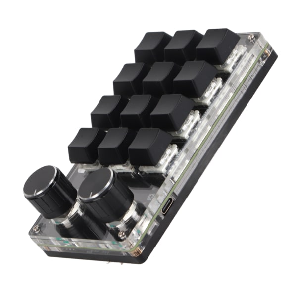 Programmerbart makrotangentbord 2 knoppar blå switch svart 12 tangenter minitangentbord med RGB för kontorsspel Musikmedia