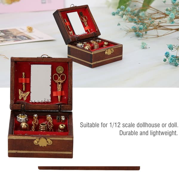 Miniatyr Träsmyckeskrin Modell Ornament för 1/12 Dockhus Tillbehör
