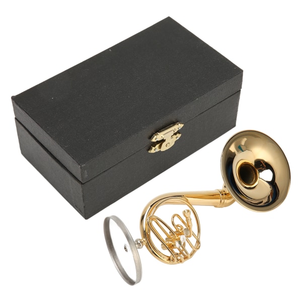 Miniatyr Fransk horn Modell Mässing Gyllene Snygg Utsökt födelsedagspresent Minimusikinstrument för kontorsbil hem