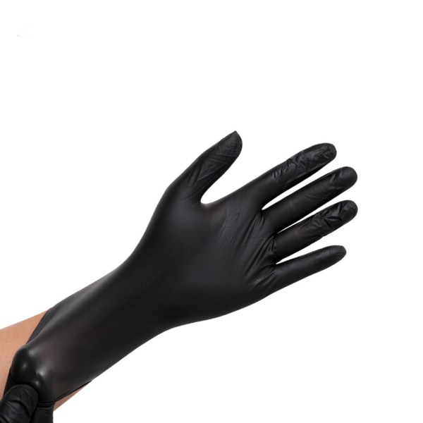 100PCS Food Gloves PVC High Elastic Protective Gloves for Cleaning Catering Black M