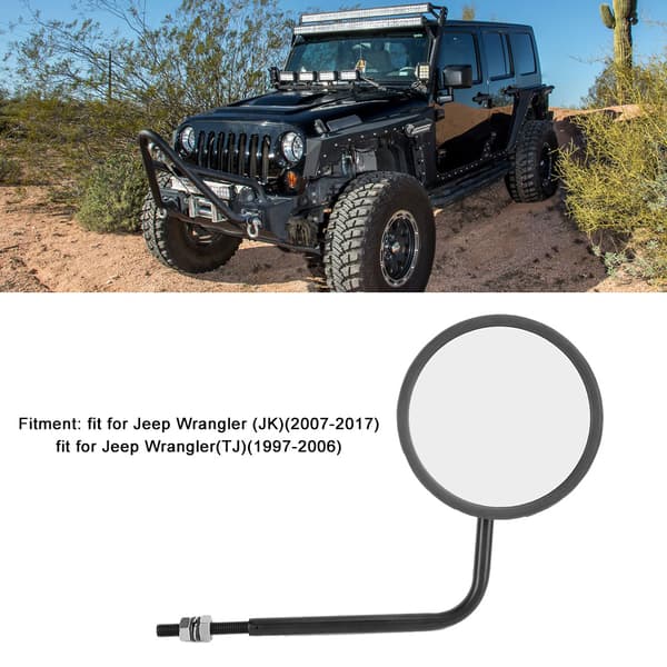 Bil runde speil A-stolpe sidespeil tilbehør passer til Jeep Wrangler JK 2007-2017B