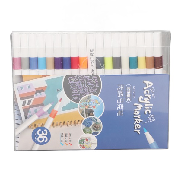 36 st Acrylic Paint Pen 36 Färg Multipurpose DIY Målning Acrylic Paint Pen Markers för Glas Trä Sten Tyg Målning