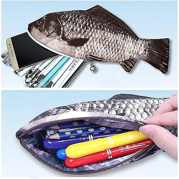 Kul fiskformad pennväska med dragkedja för skolmaterial