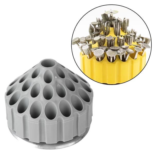 Roterbar borholder drill bit tapp stativ slipe verktøy organizer boks (Grå)