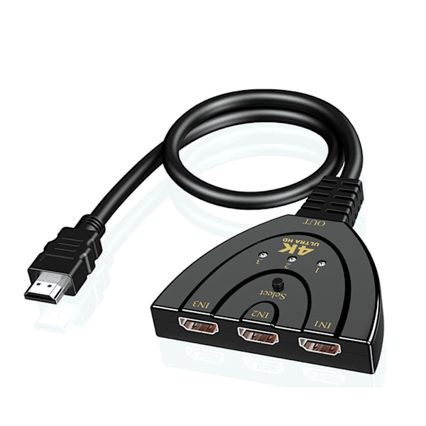 Mini 3-portars HD Multimedia Interface-splitter 4K HD Multimedia Interface-växlare HD Multimedia Interface-switch 3 i 1 ut port hub
