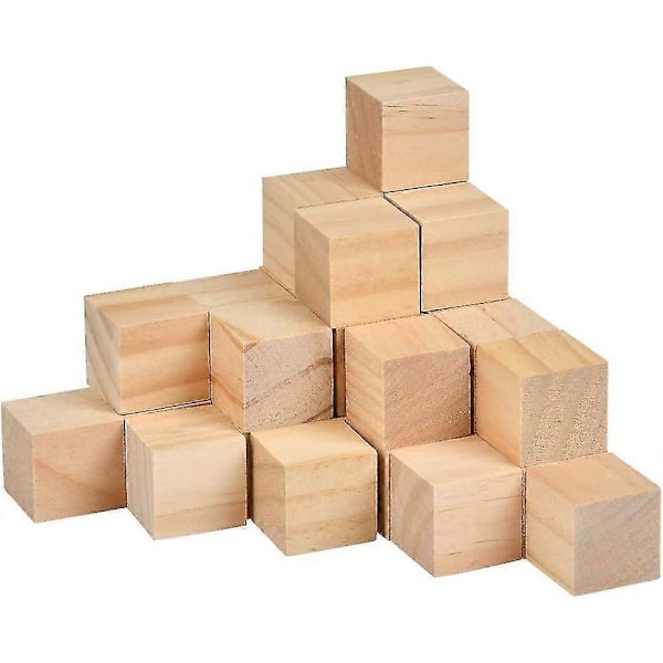 Uudet, sopivat Mini Puiset Kuutiot 30 kpl Sileät Puiset Kuutiot 30 X 30 Mm Luonnolliset Neliökuutiot Raakapuu Neliöpalikat