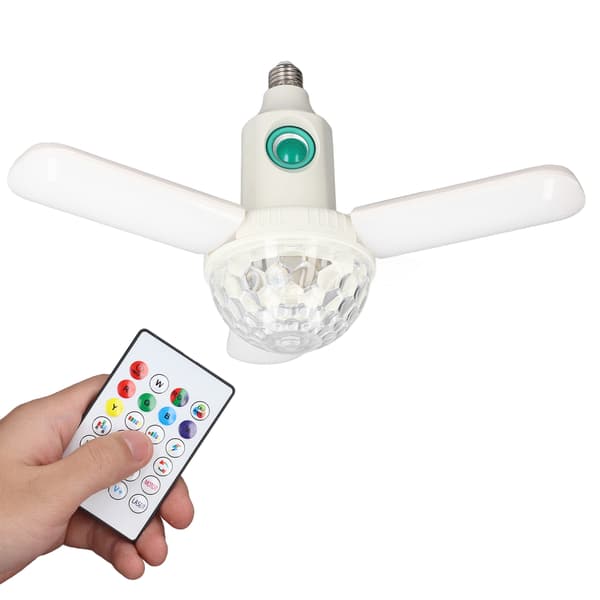 48W E27 3-bladet foldbar loftslampe Multifunktionel farverig intelligent foldepære 85-265V