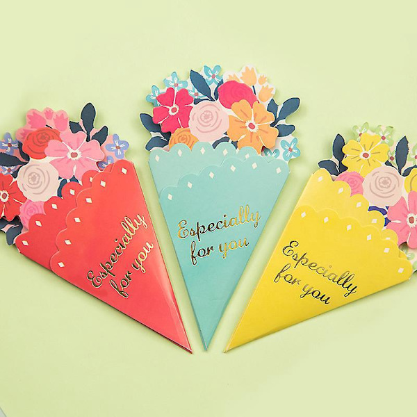 Sett med 6 mini-blomstformede gratulasjonskort for bursdager, gaver og dekorasjoner