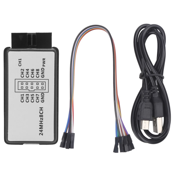 USB-logikanalysator 8-kanals minienhet med kabel för ARM FPGA 24 MHz ‑0,5 V‑5,25 V