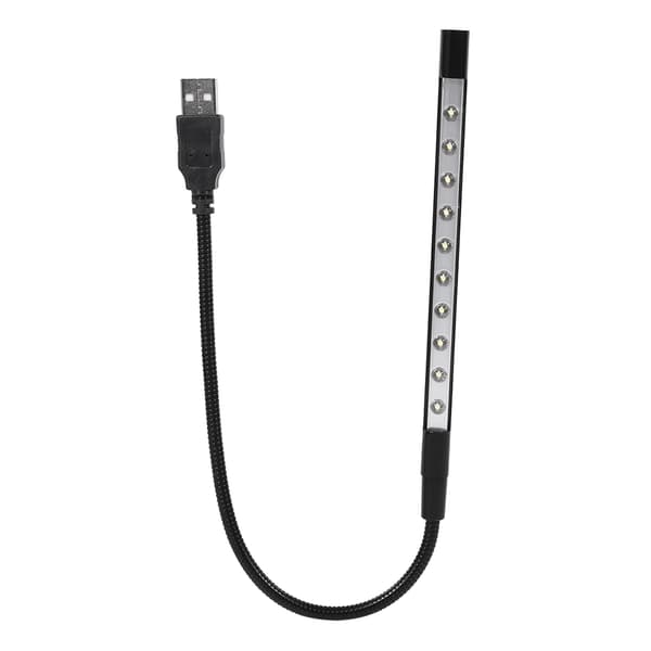 5V Fleksibel Mini USB LED Leselys Lampe Lommelykt For Bærbar PC Datamaskin Tastatur Svart