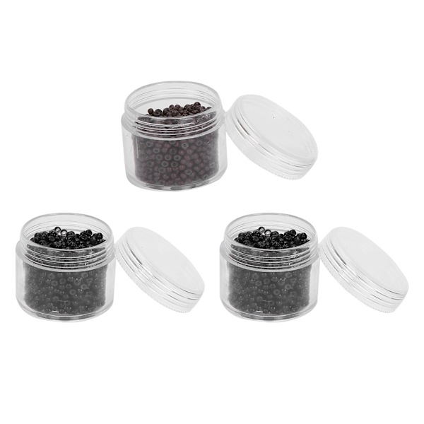 3 Flaskor 3.0mm Silikon Micro Länkar Ringar Pärlor Små Bekväma Hårförlängningsverktyg (1#/3#/5#)