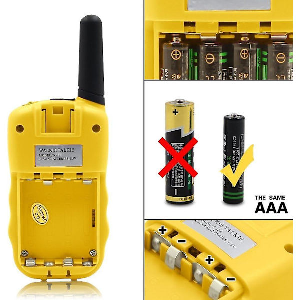 Walkie talkies för barn - 2-vägs radiointerphone med inbyggd LED ficklampa, LCD-skärm - gul (1 par)