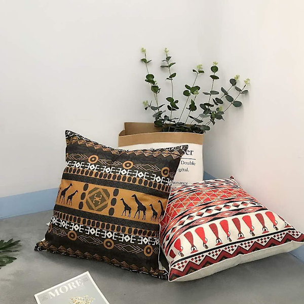 4-pack etnisk stil bomull linne dekorativa kuddfodral för soffa, sovrum, hem - 45 x 45 cm