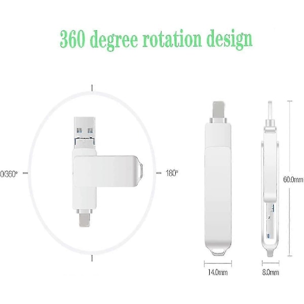 USB Flash Drive, USB 3.0 Memory Stick 360 Graders Roterbart Design Photo Stick