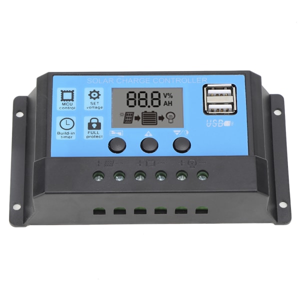 Solar Charge Controller LCD Dual USB PWM Cell Panel Regulator med lastautomatisk identifiering 12V 24V50A