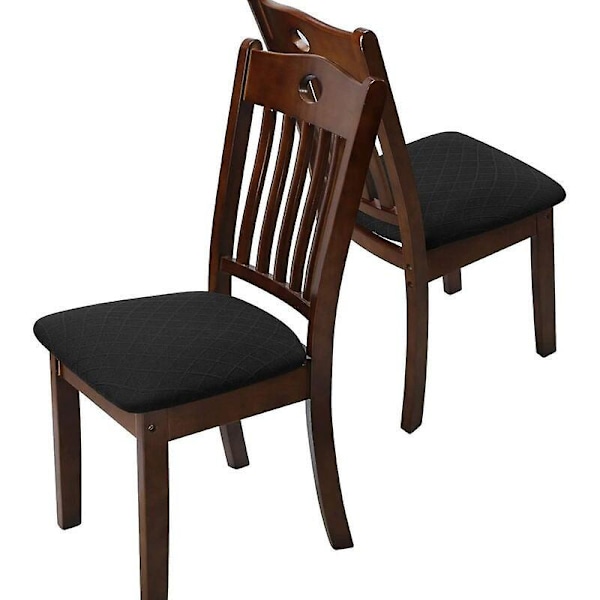 Elastiskt Jacquard Stolsöverdrag Stretch Våffelmönstrat Stolsöverdrag för Matsal (Svart, 4-pack)