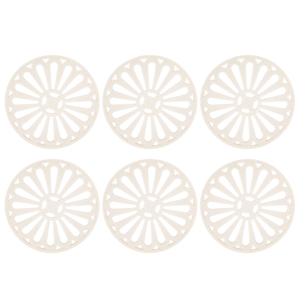6 stk. runde, tykke underlag med kreativ isolasjon, kjøkkenbordmatte, husholdningsartikler, beige
