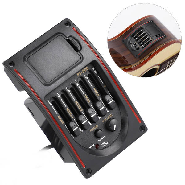 5-bånds akustisk elektrisk guitar Preamp EQ Equalizer Pickup Tuner Instrumentværktøj