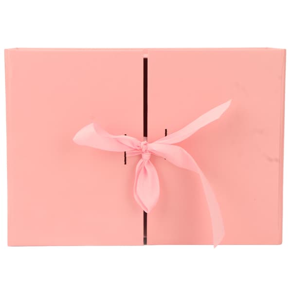 Dubbeldörr presentförpackning rosettdesign återanvändbar extern 26x19x8cm pappersmaterial dekorativ vikbar presentförpackning rosa