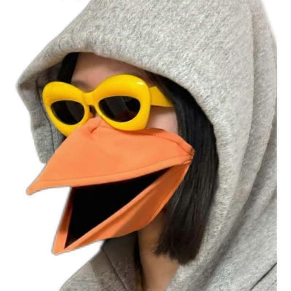 Orange og sort næbmaske med gule solbriller, sjovt rollespilskostume til voksne, justerbare stropper 2 stycken