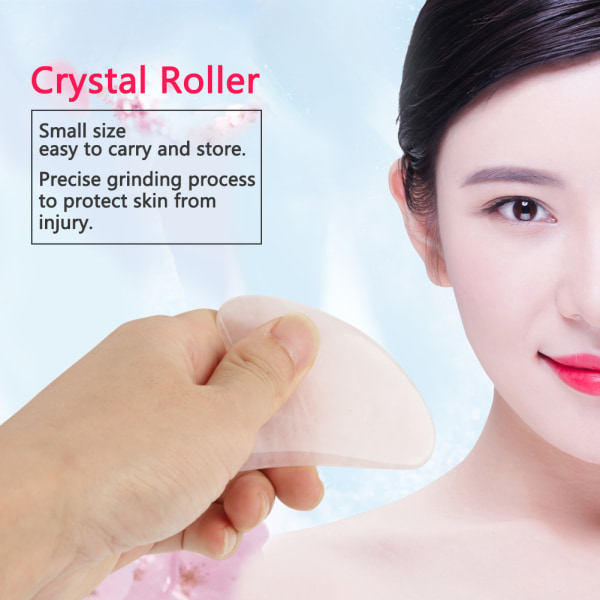 Luonnollinen Double Head Rose Quartz Jade Stone Roller & Scrapping Plate Face Hierontatyökalusarja