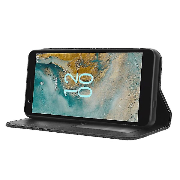 Kompatibelt Nokia C02 Magnetiskt PU Läder Mobilskal Stötsäkert Ställ Plånboksfodral-K
