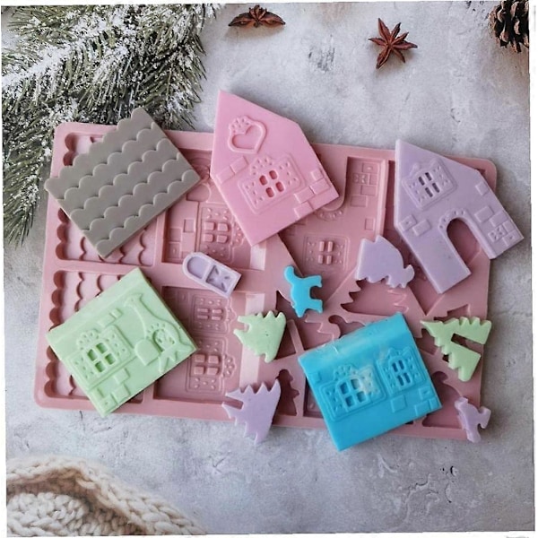 3D Pepperkakehus Silikonform Julebakeform Nonstick Sjokolade Godteri Form Bakeform Kakeform DIY Kjeksverktøy