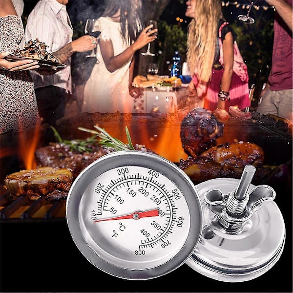 1/2 st Rostfritt Stål Barbecue Bbq Rök Grill Termometer Temperaturmätare 50-400 Grader Celsius -GSL 2st